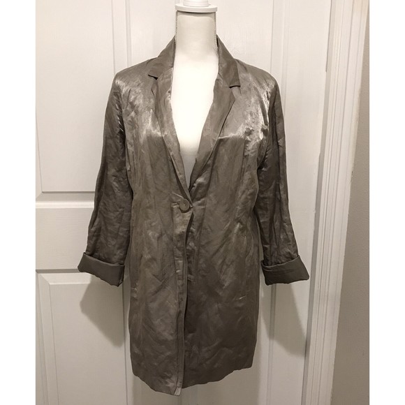 Eileen Fisher Women’s One Button Blazer Gray Metallic Stretch Lined  Siz… - Picture 1 of 13